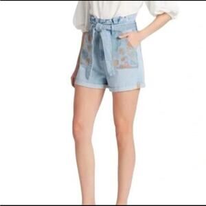 Driftwood Paperbag Floral Denim Shorts (28)